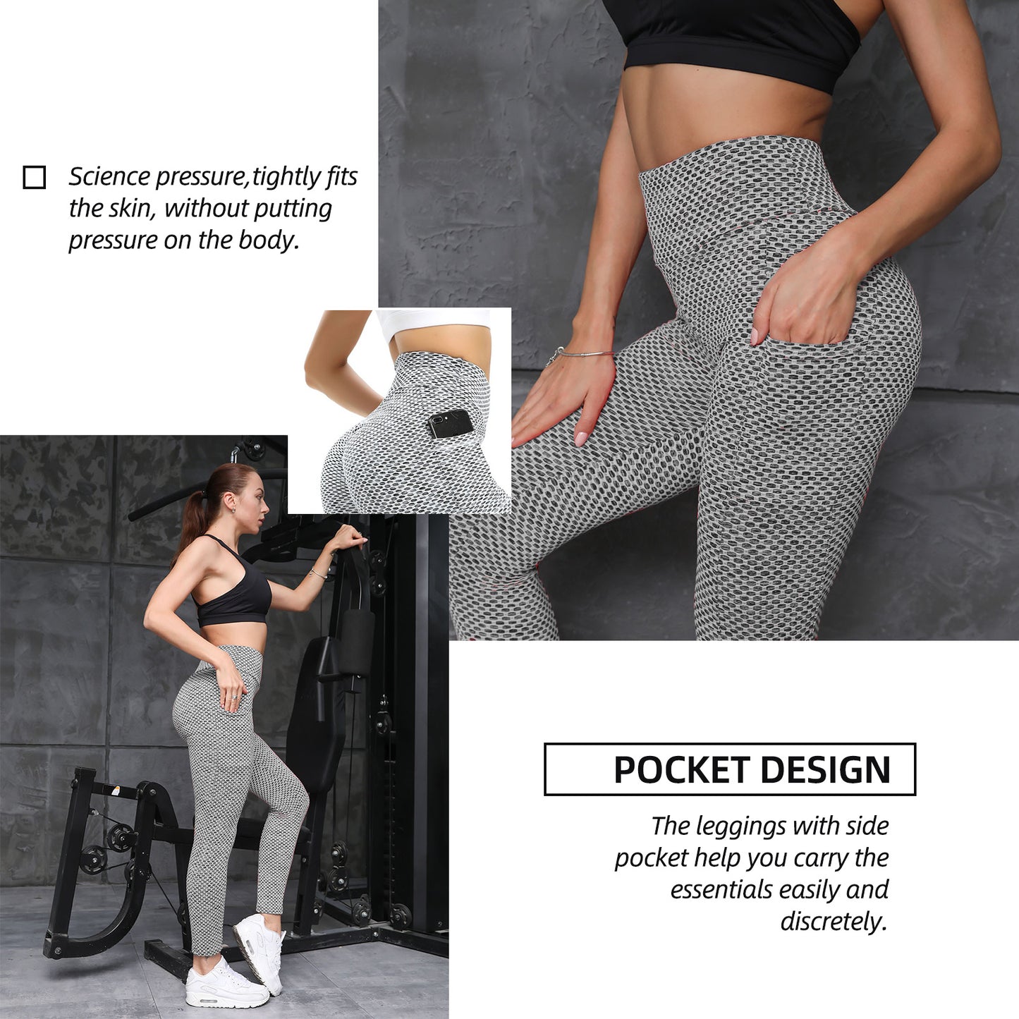 Butt Lifting High Waist Yoga Pants with Pocket – Grey XXL