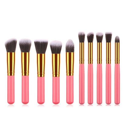 10-Piece Portable Makeup Brush Set with Bag – High-End Beauty Tools