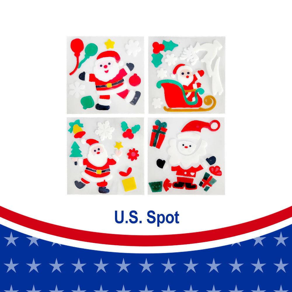 12 Sheets Christmas Gel Cling Stickers