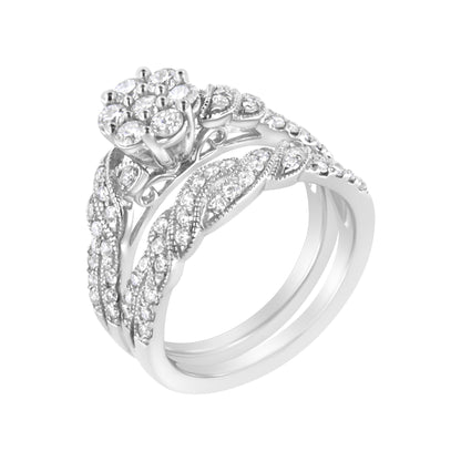 .925 Sterling Silver 1 Cttw Lab-Grown Diamond Engagement Ring Set