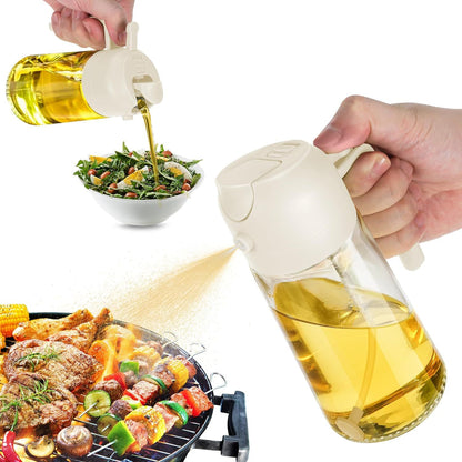 Oil Dispenser Bottle - 2-in-1 Olive Oil Sprayer & Dispenser