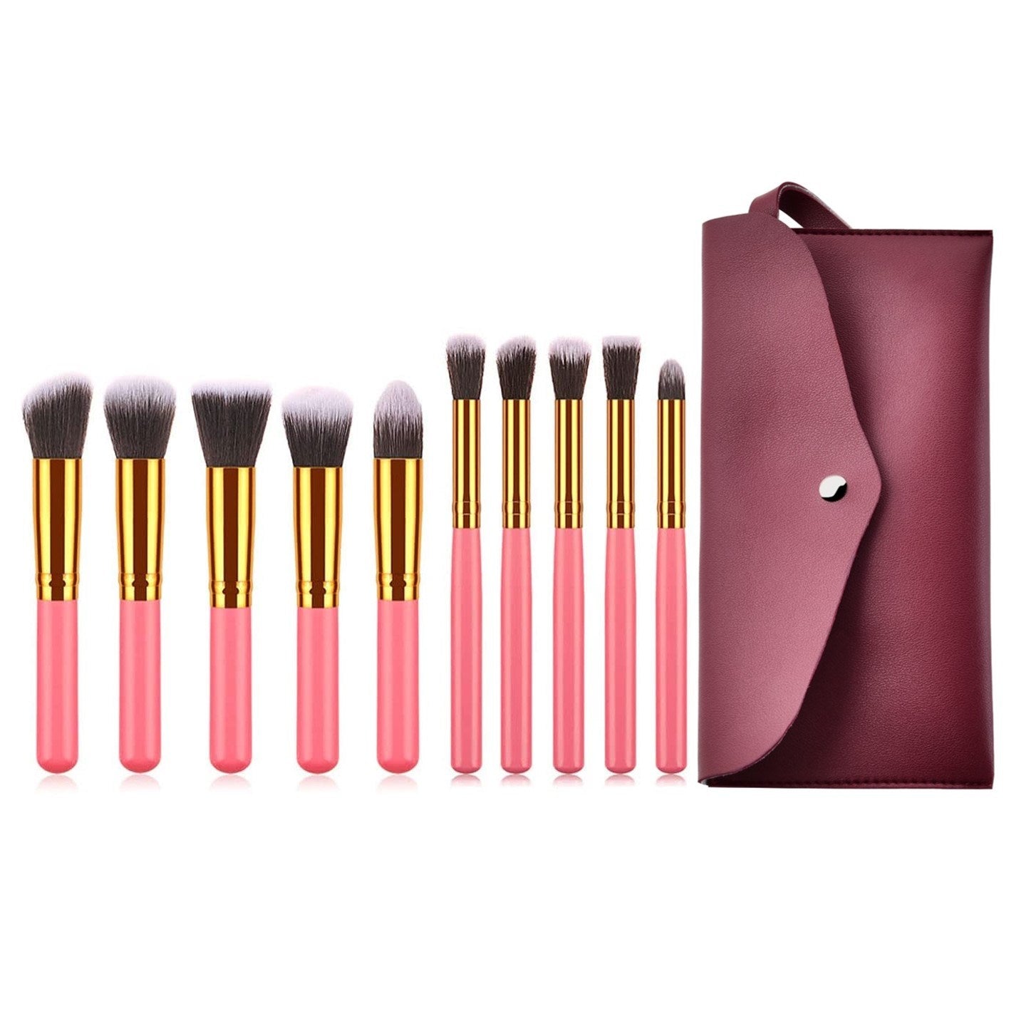 10-Piece Portable Makeup Brush Set with Bag – High-End Beauty Tools