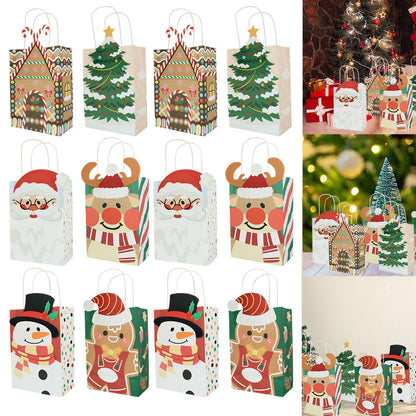 12Pcs Christmas Gift Bags with Handles - 6 Designs for Parties