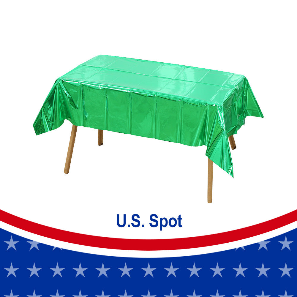 137 x 274cm Metallic Green Plastic Tablecloth - 12 Pack | Rectangle Covers