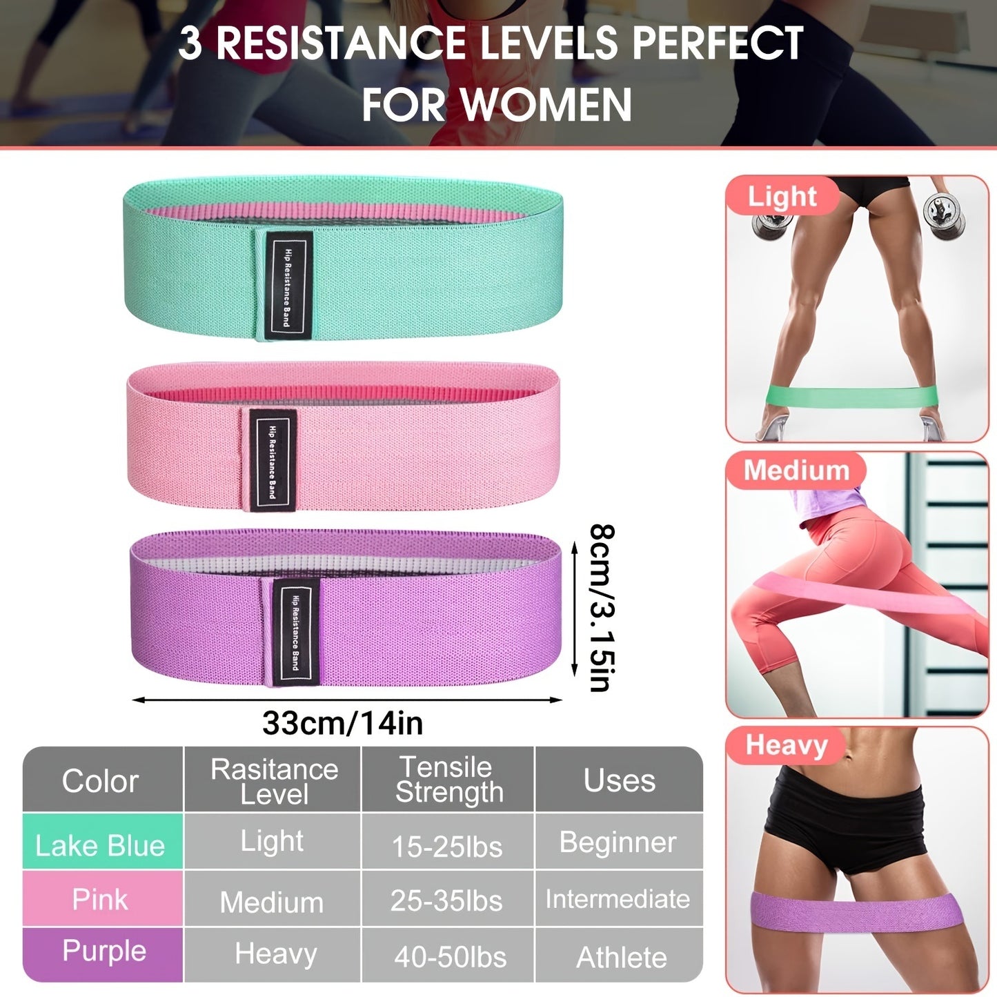 3 pcs Resistance Bands For Legs And Butt