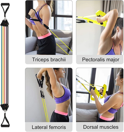 11 Pack Resistance Bands Set with Door Anchor - Adjustable Home Workout Kit