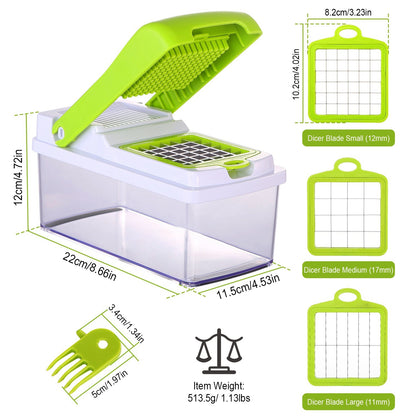 Vegetable Slicer Set with 3 Blades – Quick Food Chopper for Potatoes, Tomatoes & More