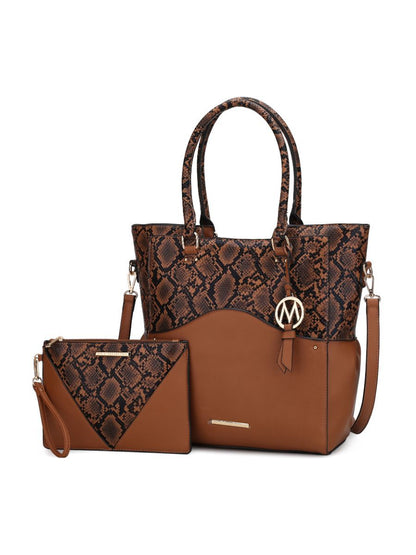 MKF Collection Iris Snake Embossed Vegan Leather Tote & Wristlet