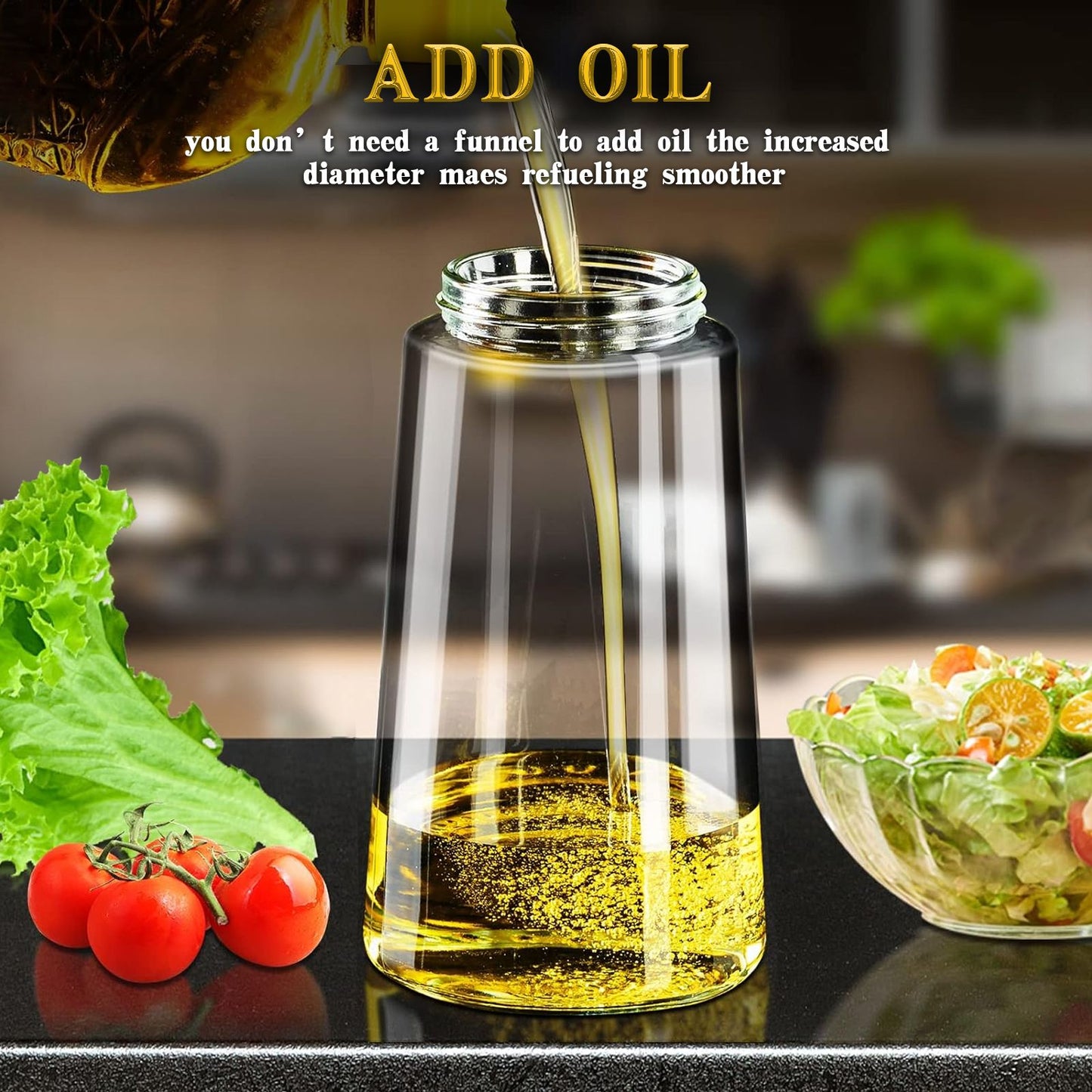 Oil Dispenser Bottle - 2-in-1 Olive Oil Sprayer & Dispenser