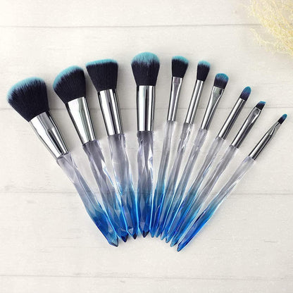 Makeup Brushes Set Crystal Handle - 10pcs Colorful Diamond Cosmetic Kabuki Brushes Foundation Concealer Face Powder Eye Shadows Highlight Brush Kit For Makeup