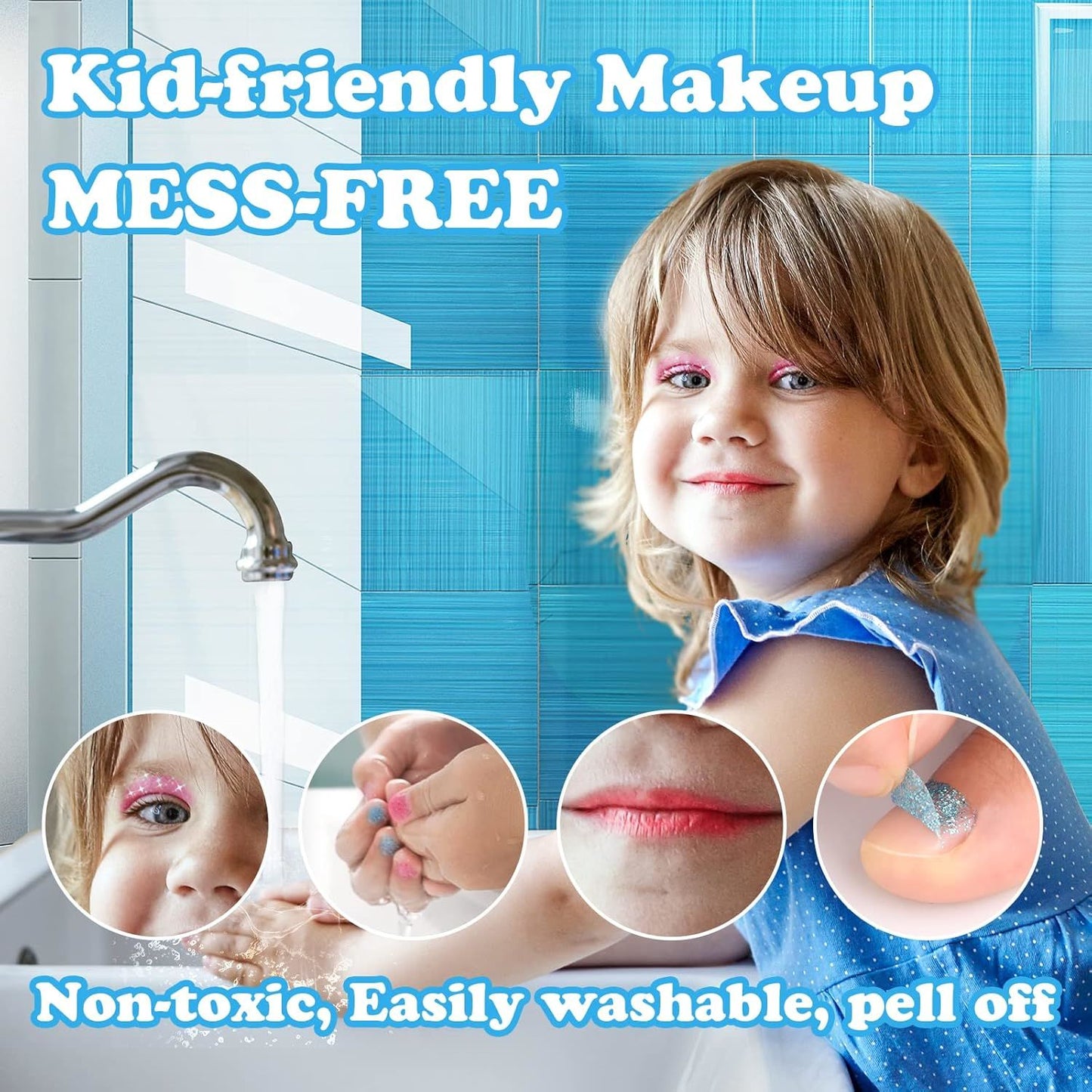 Kids Makeup Kit for Girls – Washable real makeup set featuring Frozen-themed toys for ages 4-8. This starter kit encourages imaginative play and is perfect for little princesses!