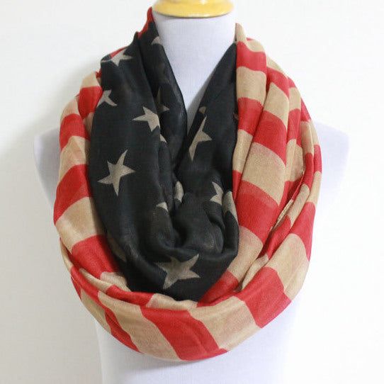 Vintage Inspired American Flag Infinity Scarf