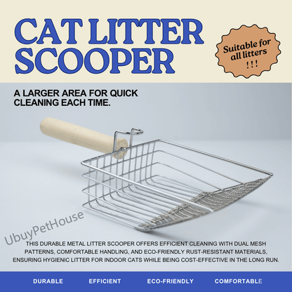 Cat metal litter scoops filter small feces Litter filters Oversized dog litter scoops can cope with different sizes of feces small and large holes The new design of litter scoops Wooden handles