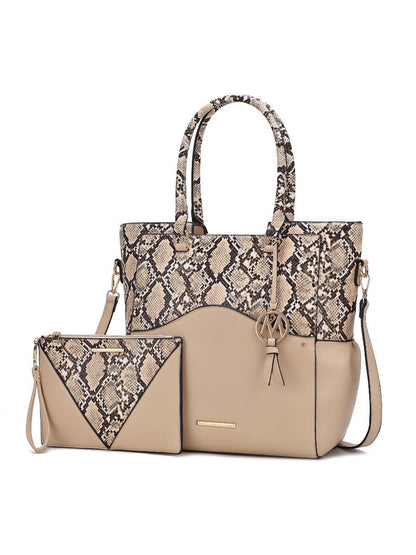 MKF Collection Iris Snake Embossed Vegan Leather Tote & Wristlet