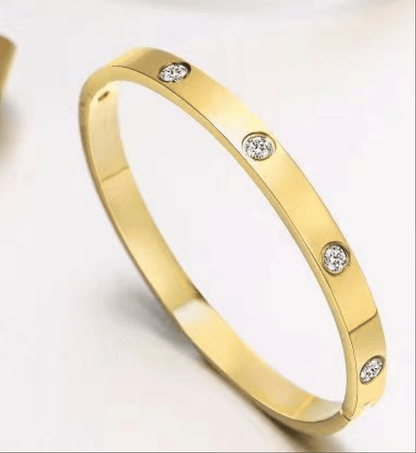 14K Gold Plated Bracelet – Friendship Love Bangle for Women & Girls