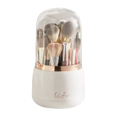 360° Rotating Makeup Brush Holder with Lid