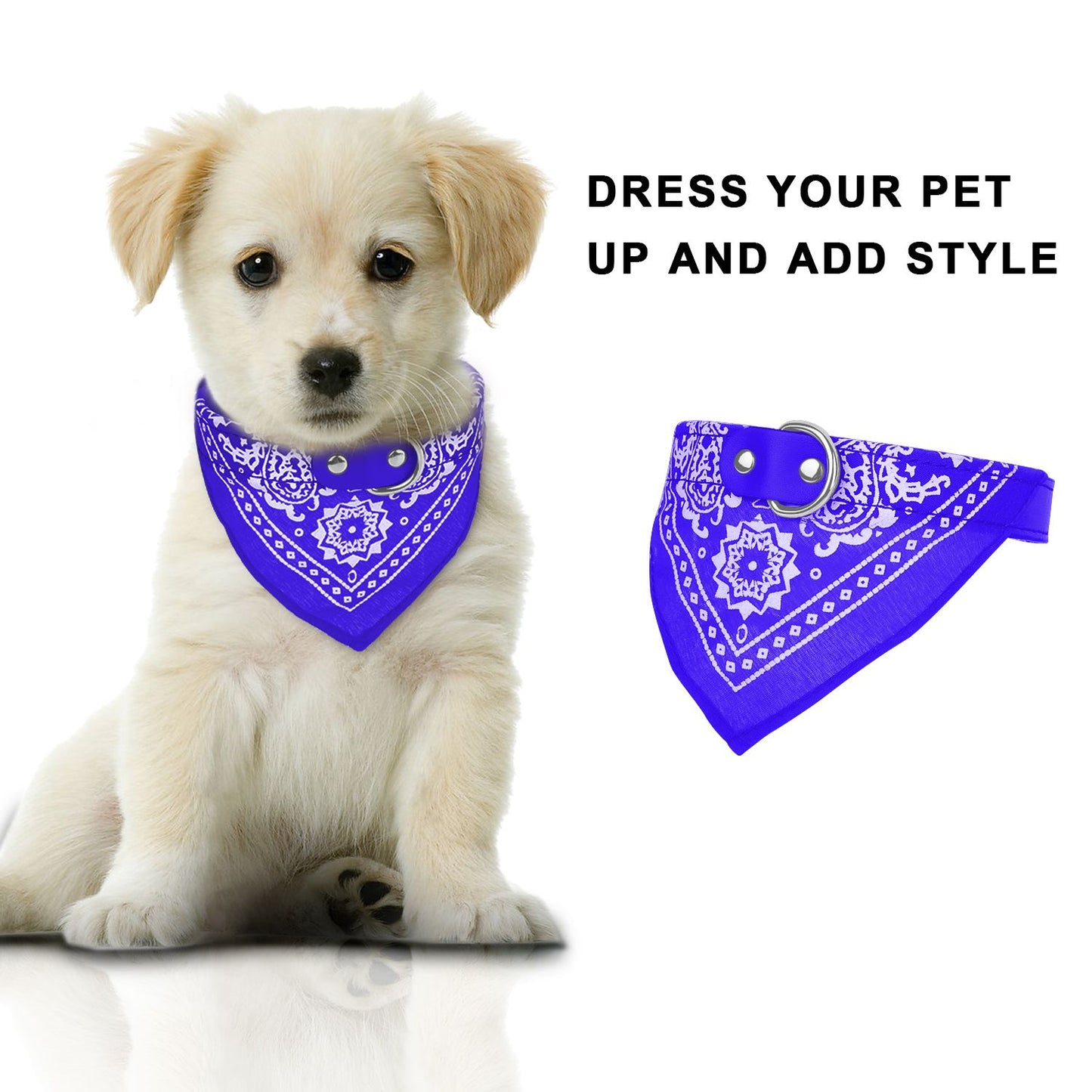 Adjustable Bandana Leather Pet Collar Triangle Scarf