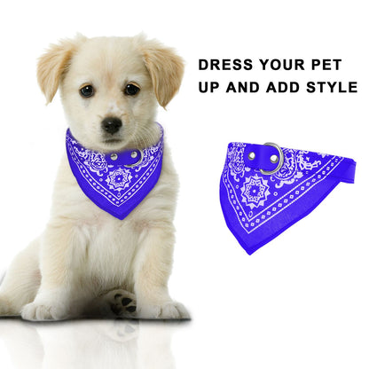 Adjustable Bandana Leather Pet Collar Triangle Scarf