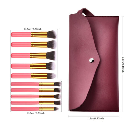 10-Piece Makeup Brush Set with Bag