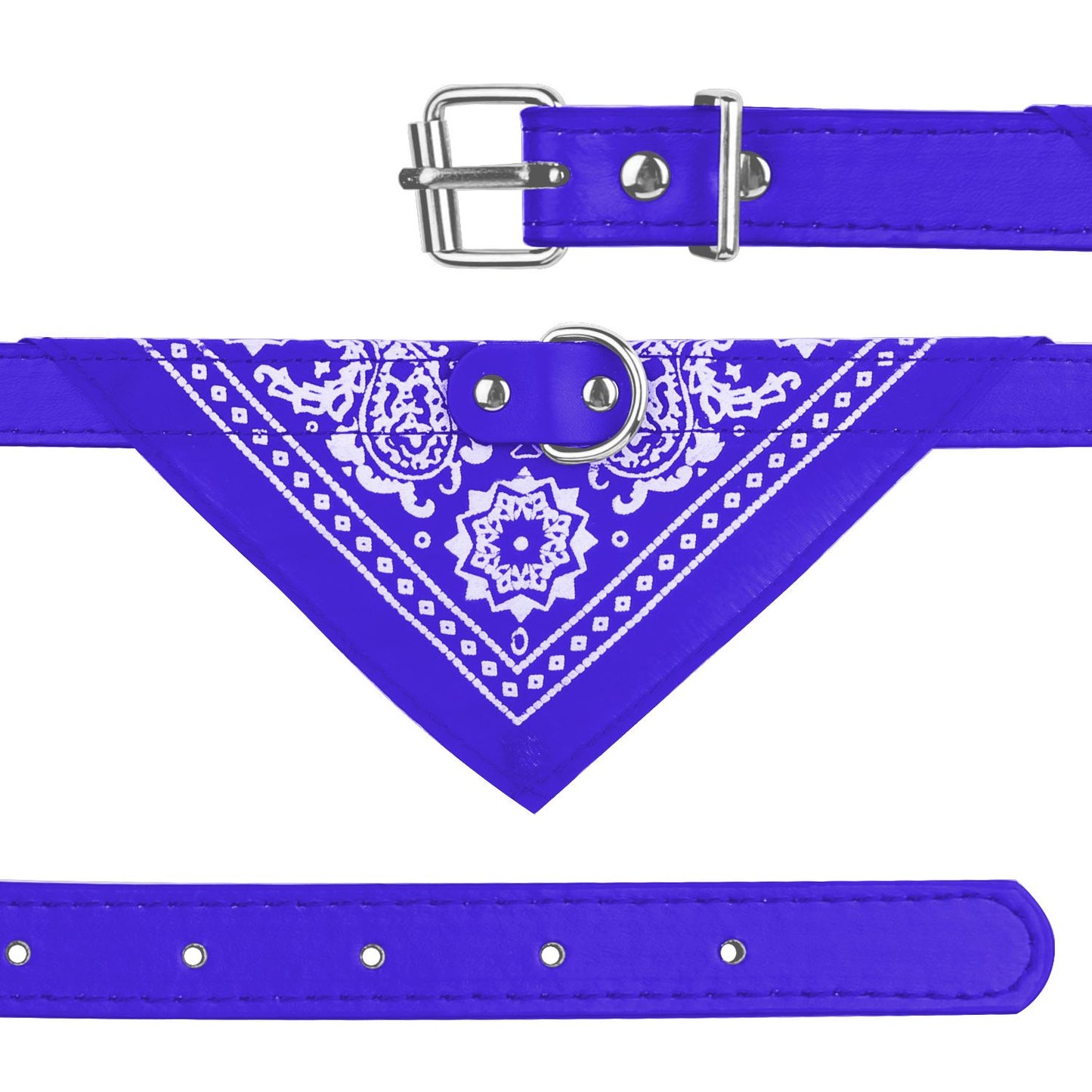 Adjustable Bandana Leather Pet Collar Triangle Scarf