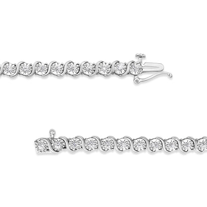 Sterling Silver 1/4 Cttw Diamond "S" Link Tennis Bracelet