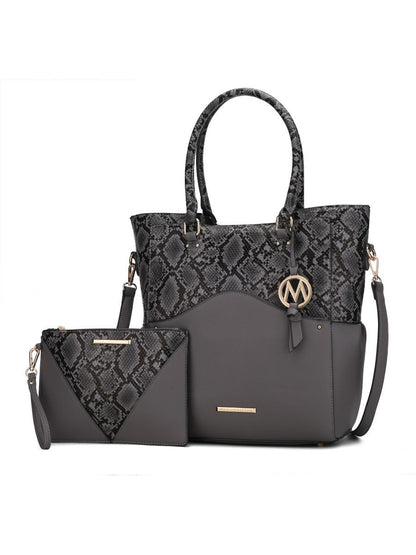 MKF Collection Iris Snake Embossed Vegan Leather Tote & Wristlet