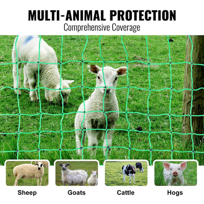 Fence Netting, 35" x 164", Portable PE Mesh with Posts & Stakes for Livestock and Farms