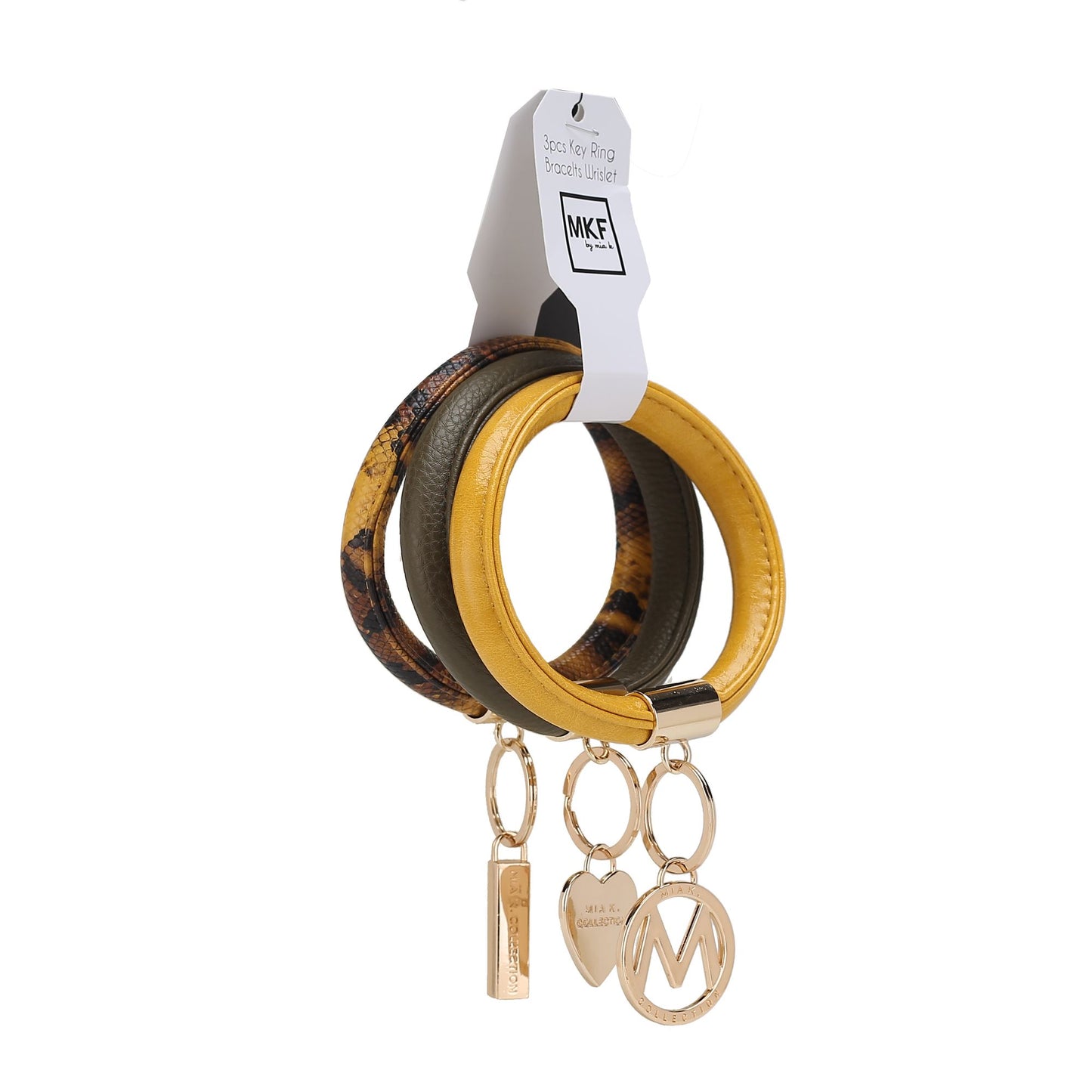 MKF Collection Jasmine Vegan Leather Bangle Wristlet Keychain Set by Mia K