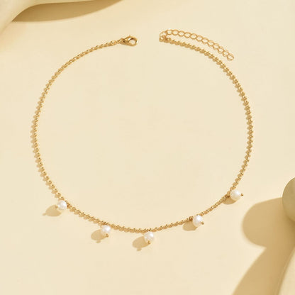 Elegant Gold-Tone Pearl Drop Anklet -  Stylish and Dainty Foot Jewelry