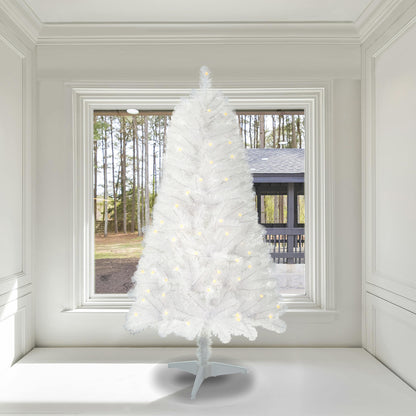 4ft White Artificial Christmas Tree Prelit with 100 LED Lights