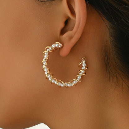 Gold Pearl Hoop Earrings – Elegant, Stylish & Lightweight Jewelry