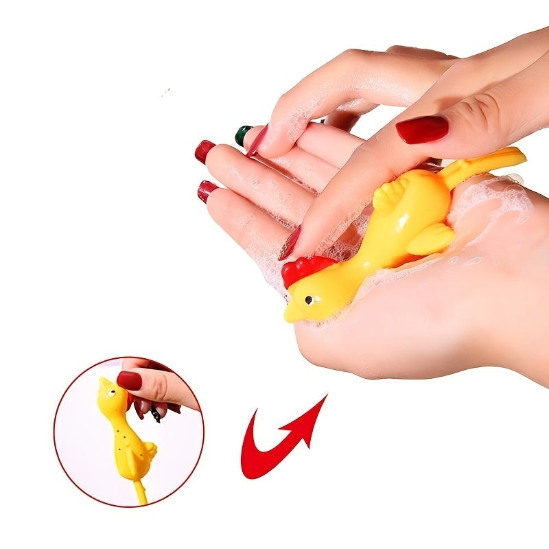 Slingshot Chicken Rubber Chicken Flick Chicken Flying Chicken Flingers Stress Gag Toys; Funny Christmas Easter Chicks Novelty Gifts For Kids