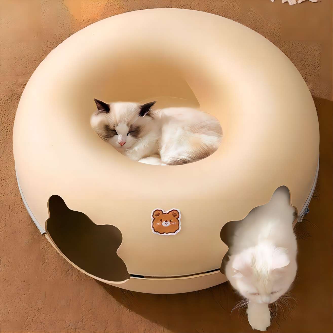 Cat Tunnel Bed – Semi-Enclosed Donut Cave