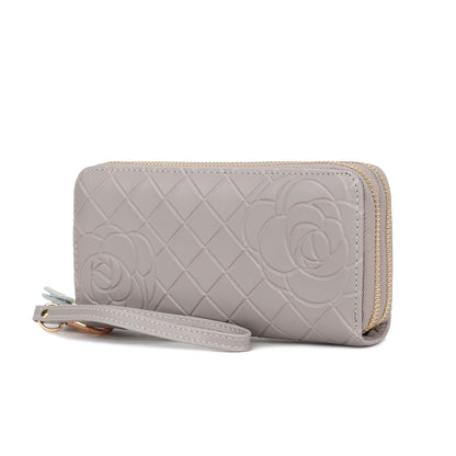 MKF Collection Quilted Flower Embossed Wristlet Wallet by Mia K