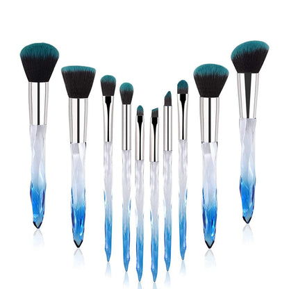 Makeup Brushes Set Crystal Handle - 10pcs Colorful Diamond Cosmetic Kabuki Brushes Foundation Concealer Face Powder Eye Shadows Highlight Brush Kit For Makeup