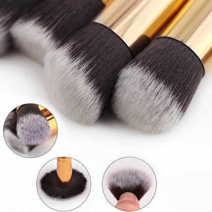 10-Piece Portable Makeup Brush Set with Bag – High-End Beauty Tools