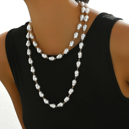 Elegant Double-Layer Pearl Necklace Set for Young Women