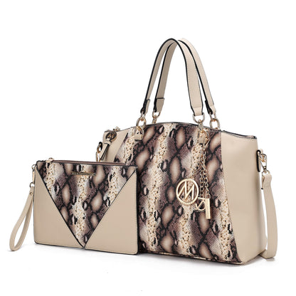 MKF Collection Addison Snake Embossed Tote Bag with Wristlet by Mia K