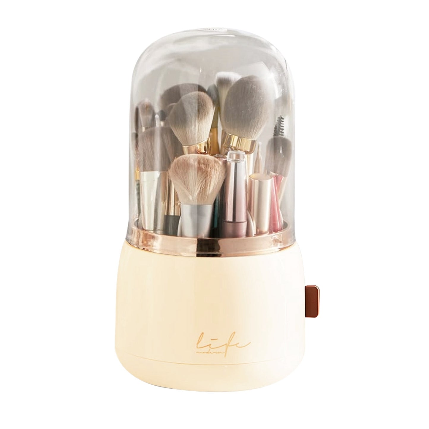 360° Rotating Makeup Brush Holder with Lid