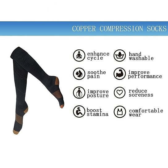 Copper Infused Compression Socks 6-Pack Lightweight