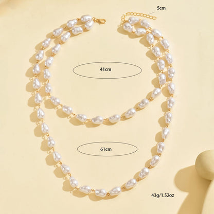 Elegant Double-Layer Pearl Necklace Set for Young Women