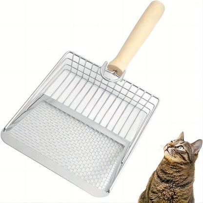 Cat metal litter scoops filter small feces Litter filters Oversized dog litter scoops can cope with different sizes of feces small and large holes The new design of litter scoops Wooden handles