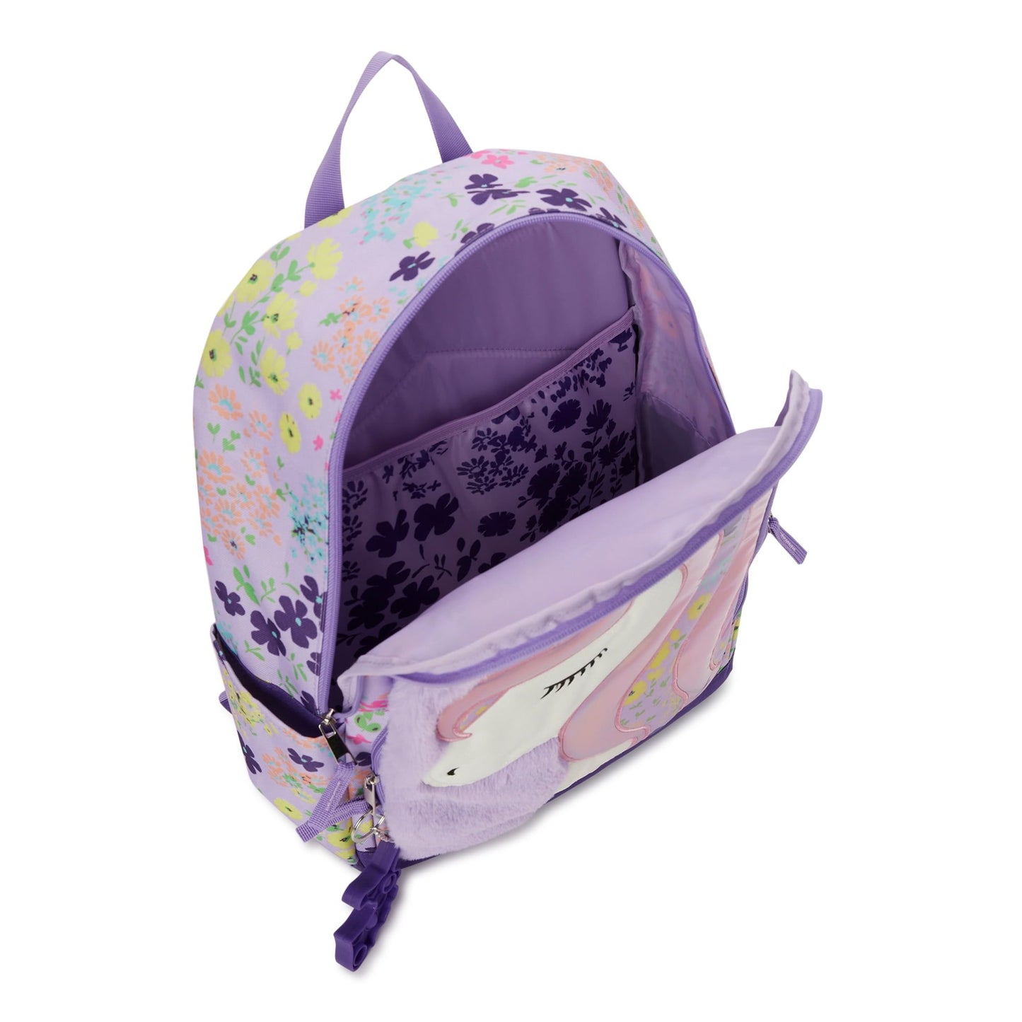 Wonder Nation Girls 17" Laptop Backpack Fuzzy Flower Magic Unicorn Purple