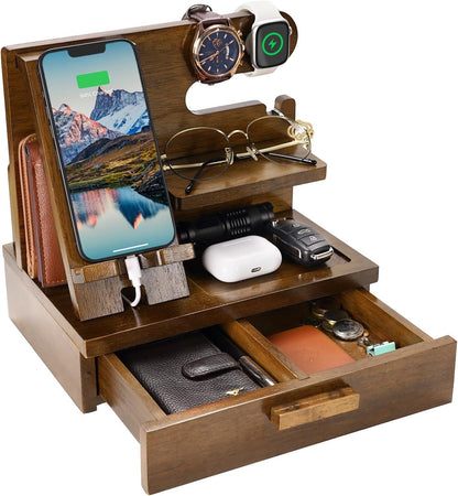 Wood Phone Docking Station with Drawer