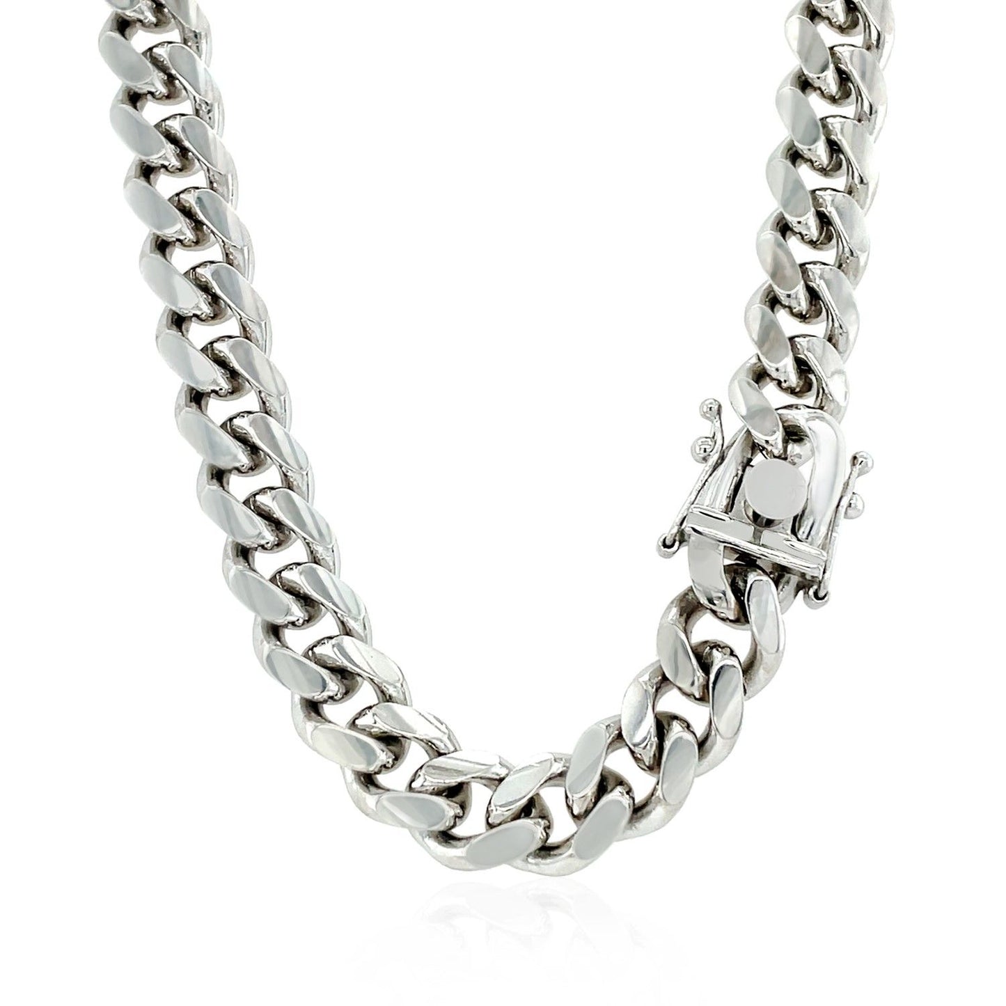 Sterling Silver Rhodium-Plated Miami Cuban Chain 8.4mm