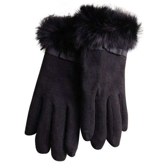 Cashmere Gloves with Faux Fur Trim & Touchscreen Technology for Winter