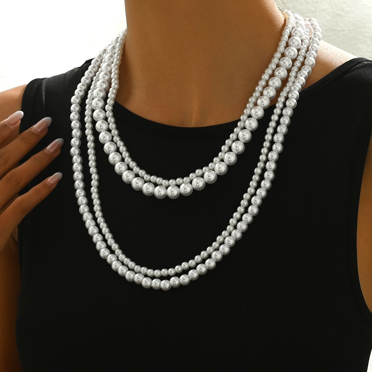 Elegant Multi-Layer Pearl Beaded Necklace