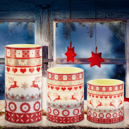 Christmas Flameless LED Candles Set – Deer Flickering Pillar