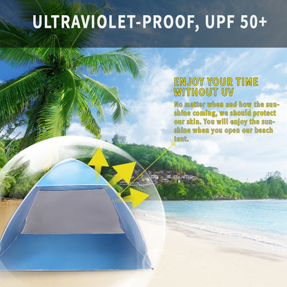 2-3 Person Beach Tent | Pop-Up Sun Shelter with UV Protection