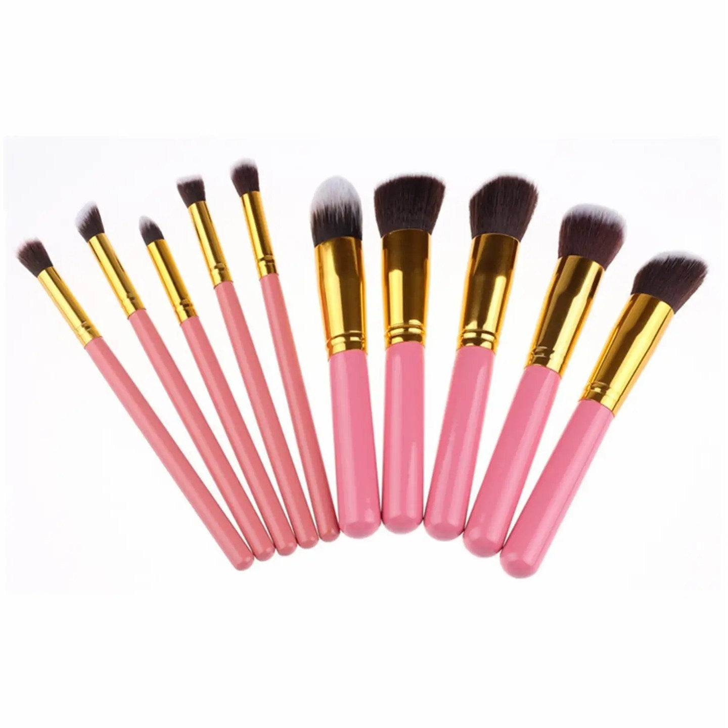 10 pcs makeup brush set (Pink Golden)